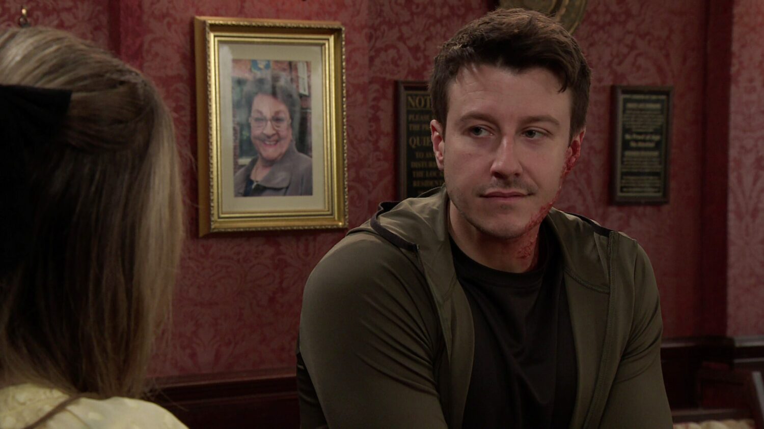 Ryan looks sheepish as he talks to Daisy on Corrie
