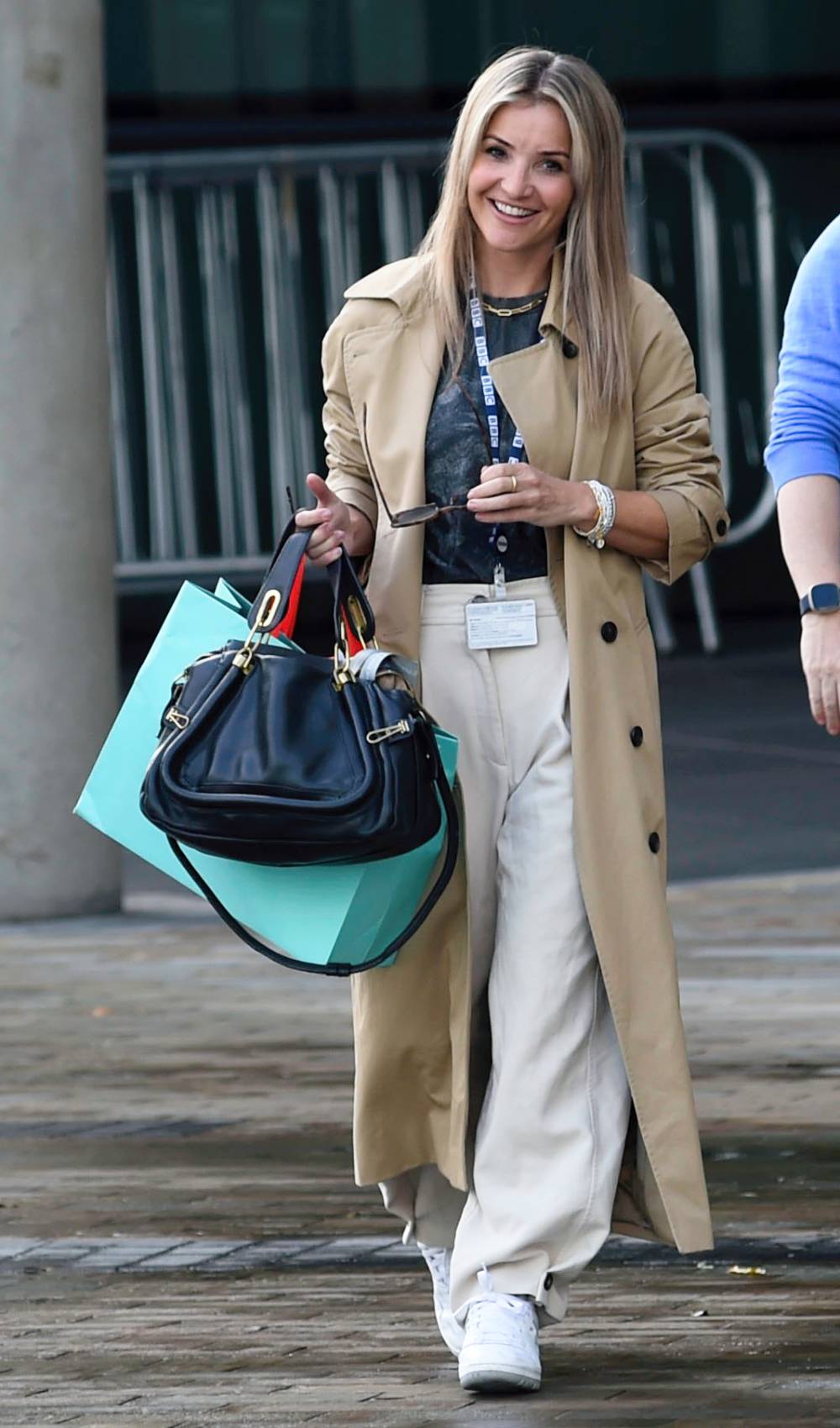 Helen Skelton walks on the pavement after quitting Radio 5