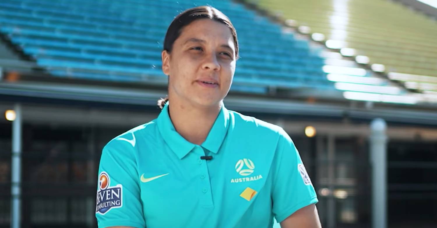 Sam Kerr responds during an interview