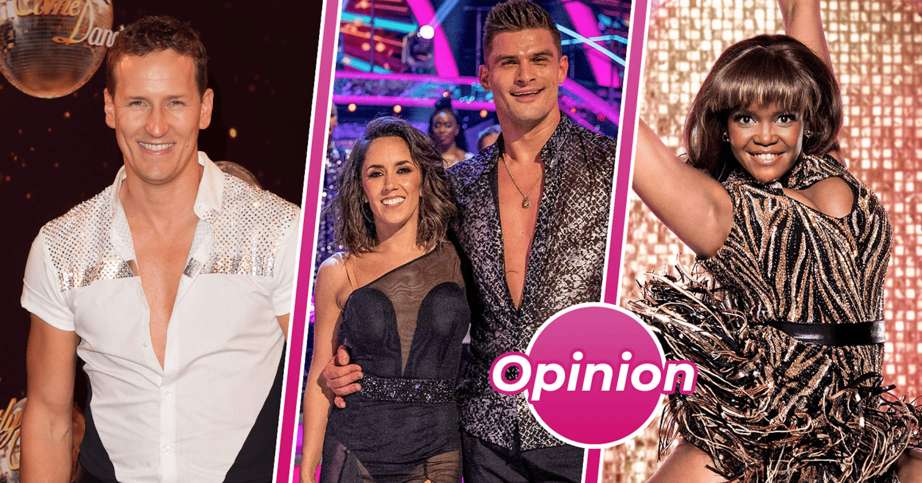 Brendan Cole, Aljaz and Janette and Oti Mabuse posing on Strictly