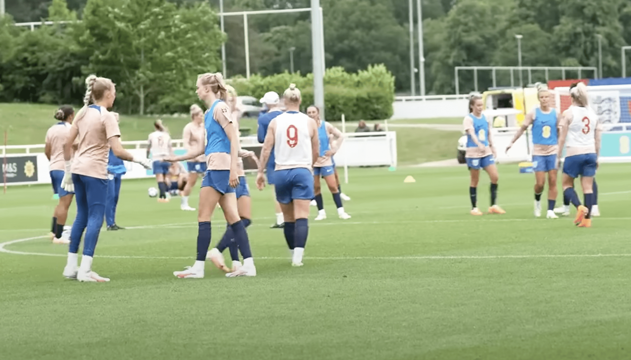 Members of the England women's football team in training