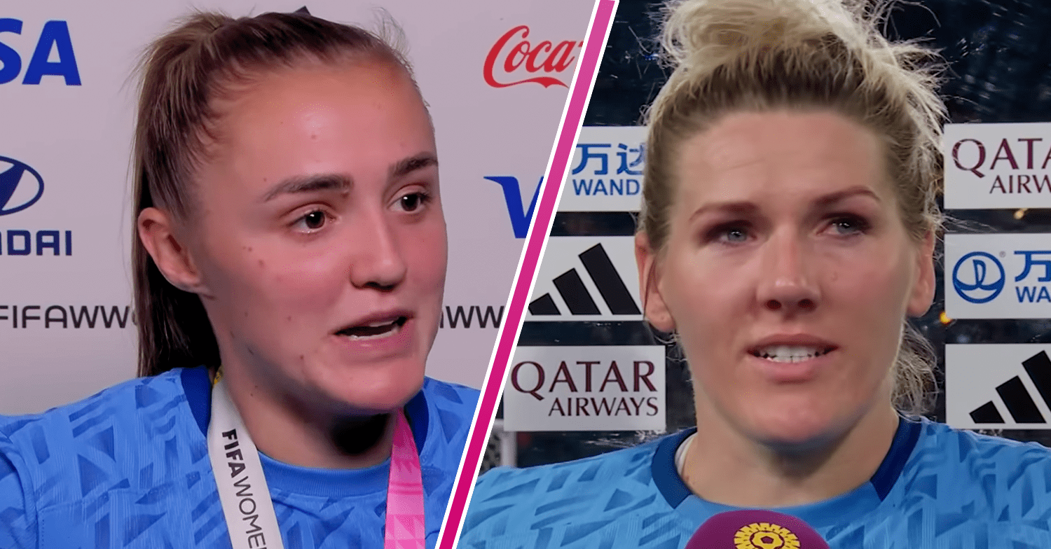 Lionesses stars being interviewed after the match