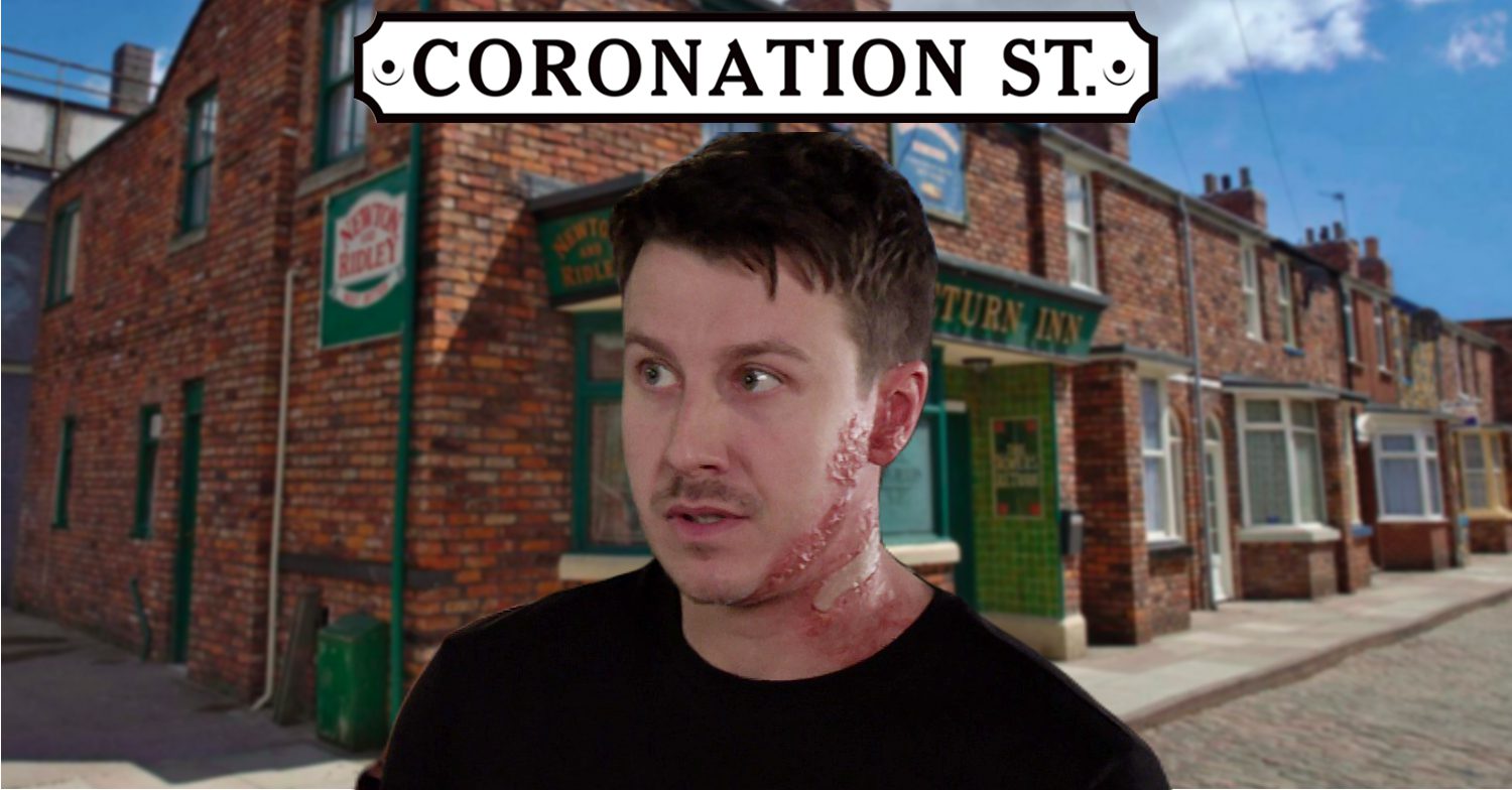 Coronation Street's Ryan, the Coronation Street logo and background of the Rovers
