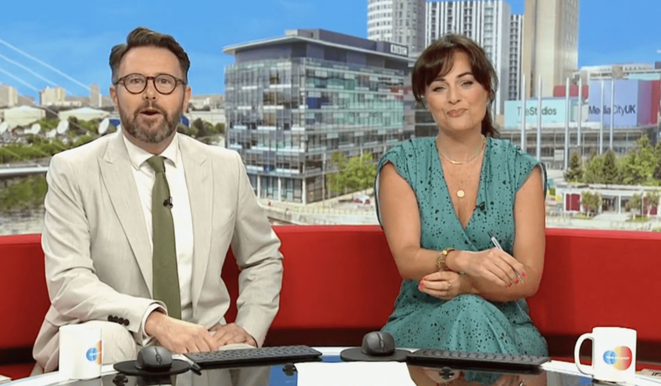 Jon Kay and Victoria Valentine presenting BBC Breakfast