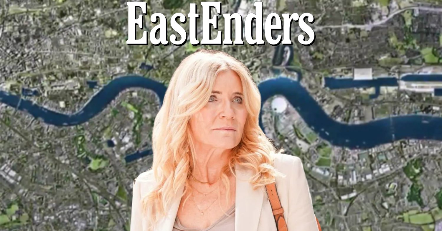 EastEnders' Cindy Beale, the EastEnders logo and background of the Thames
