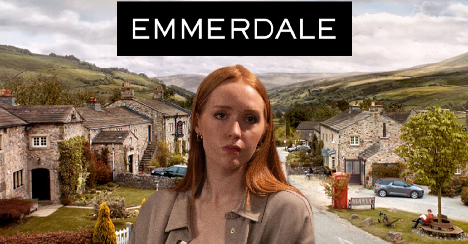 Emmerdale's Chloe, the Emmerdale logo and background of the Dales