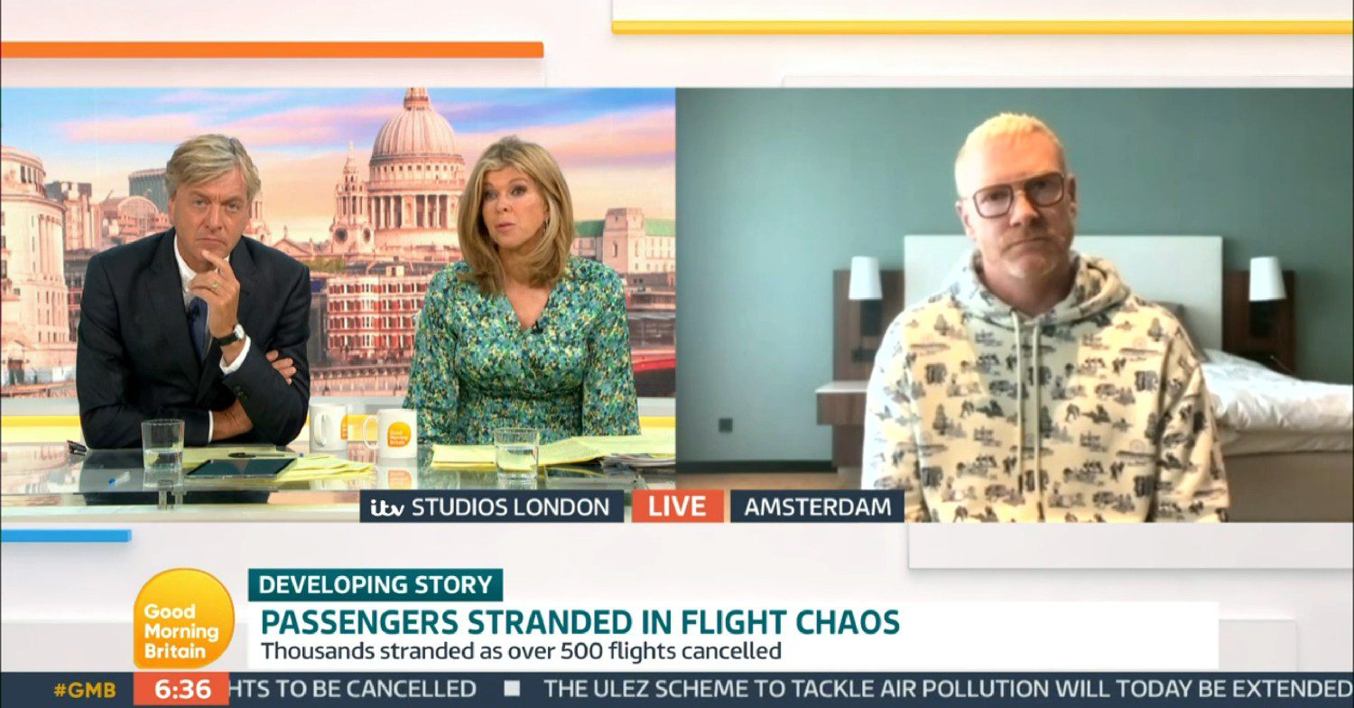 Richard Madeley and Kate Garraway speaking to Iwan Thomas on GMB