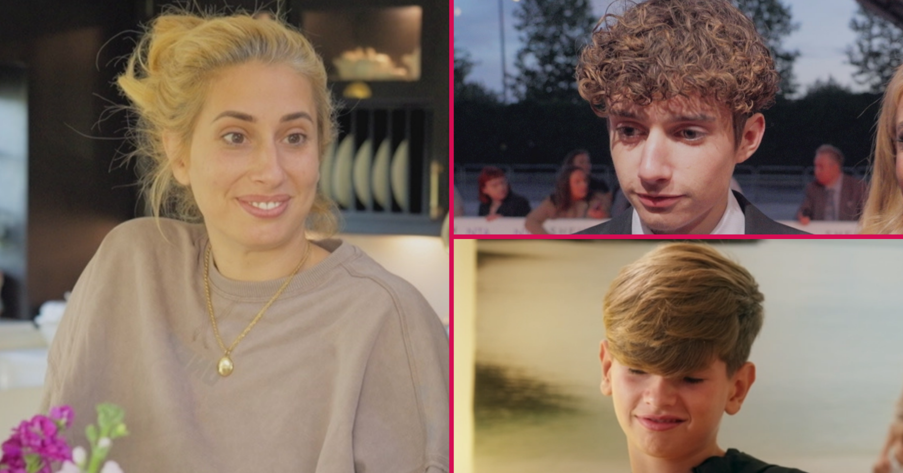 Stacey Solomon and her two eldest sons Zachary and Leighton smiling