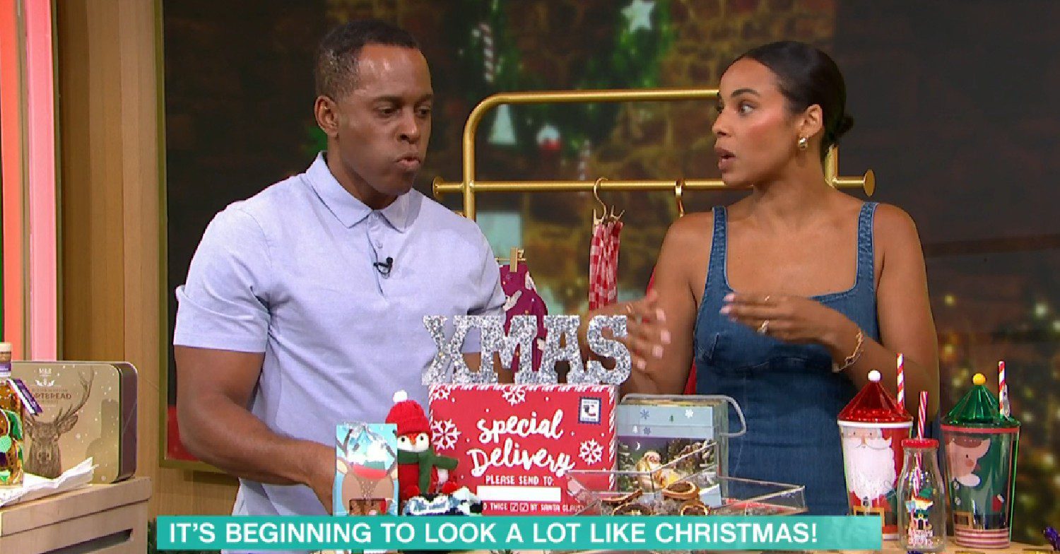 Andi Peters and Rochelle Humes during This Morning Christmas segment today