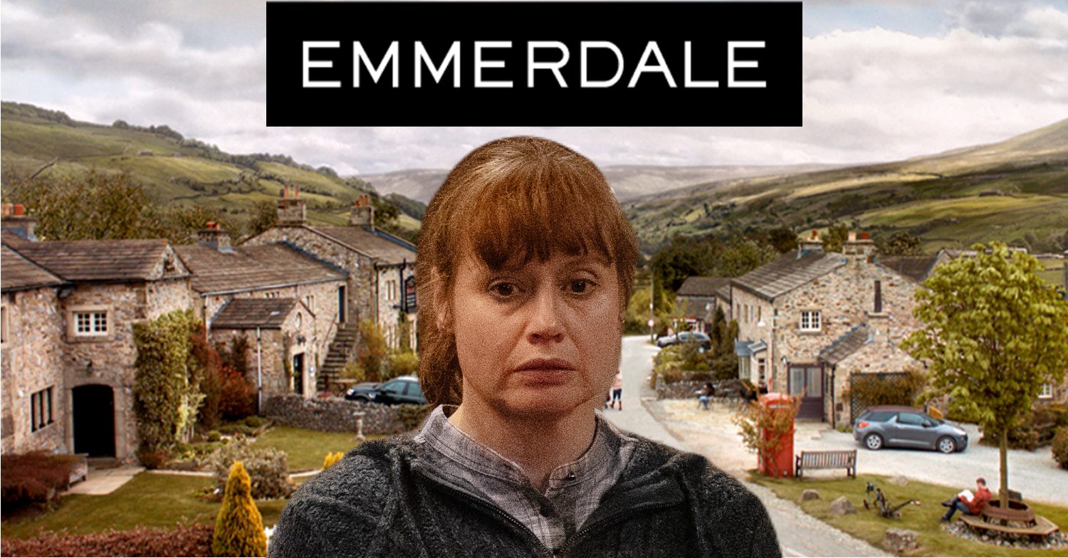 Emmerdale's Lydia, the Emmerdale logo and background of the Dales
