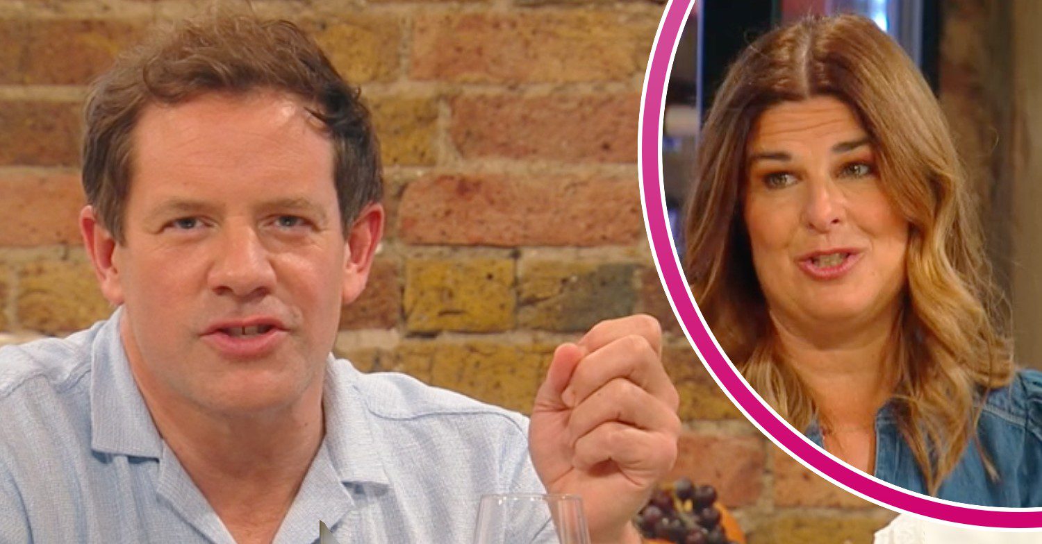 Saturday Kitchen host Matt Tebbutt speaks to camera, Helen McGinn makes her point