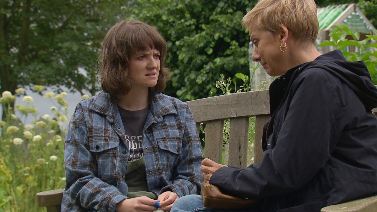Gail looks anxious as she meets up with Sophie at the allotments