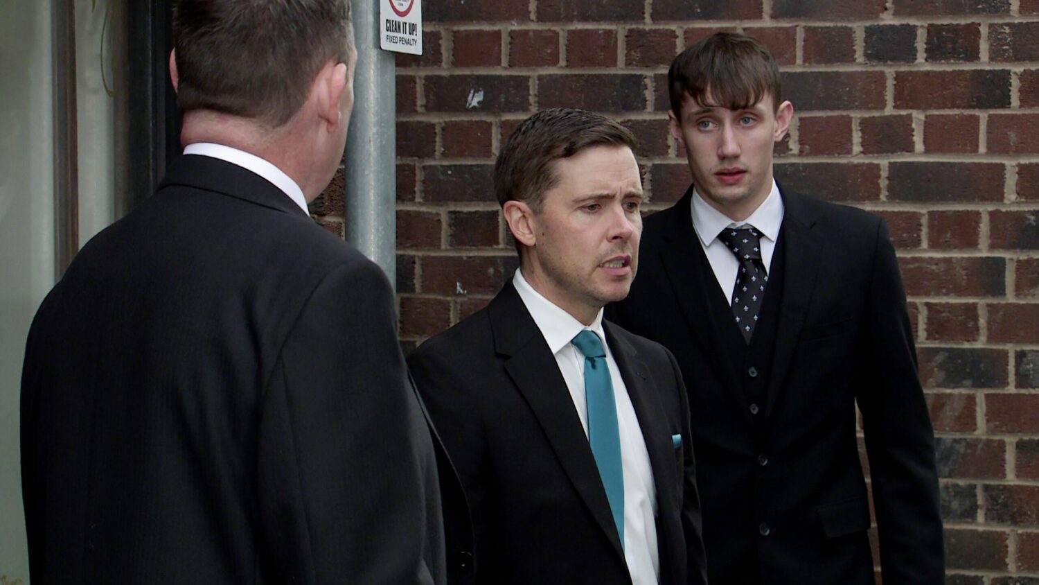 Coronation Street's George, Todd and Lee are outside