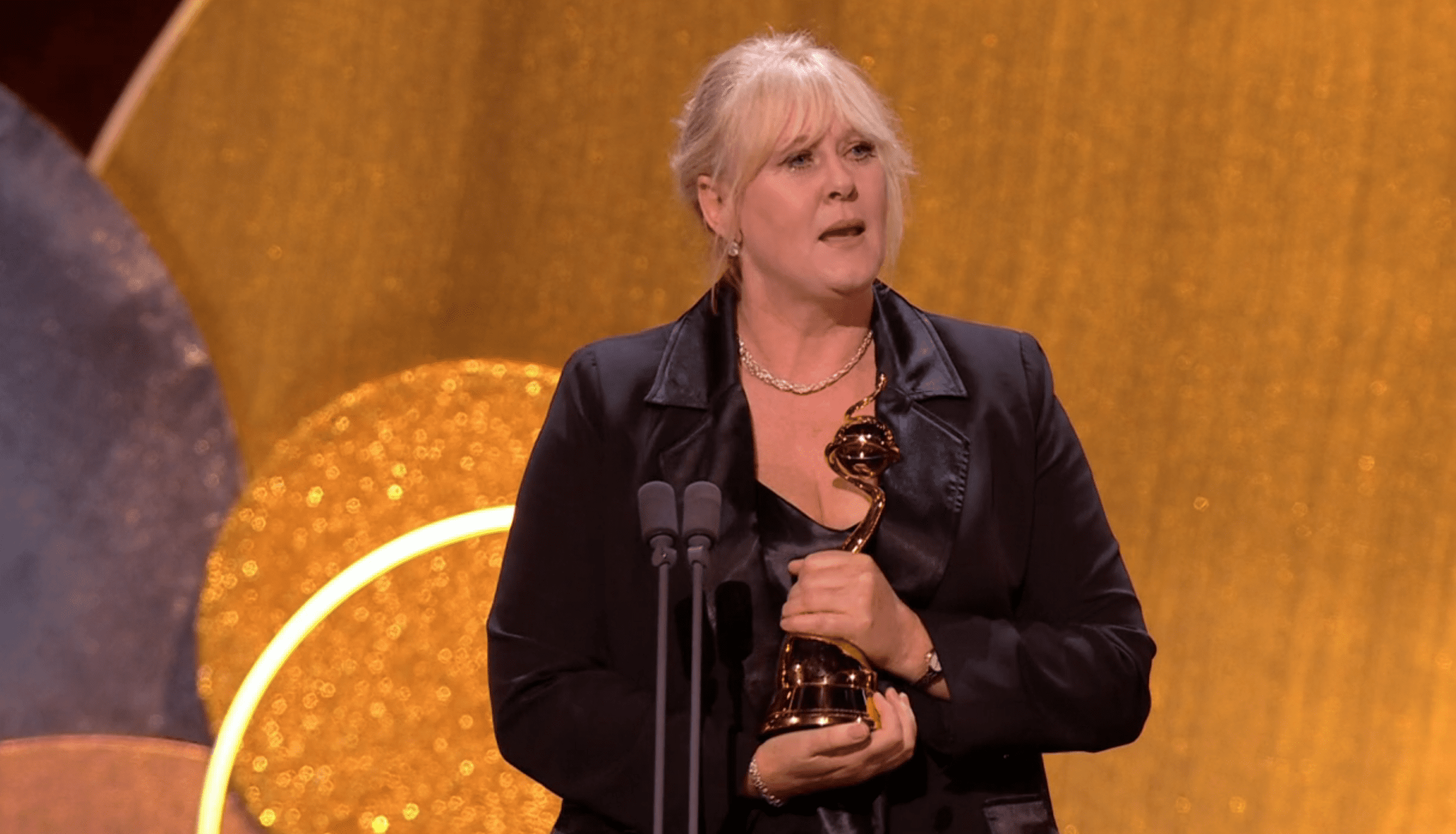 Sarah Lancashire giving her acceptance speech at the NTAs
