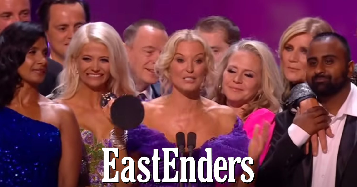 The EastEnders cast are at the NTAs, the EastEnders logo