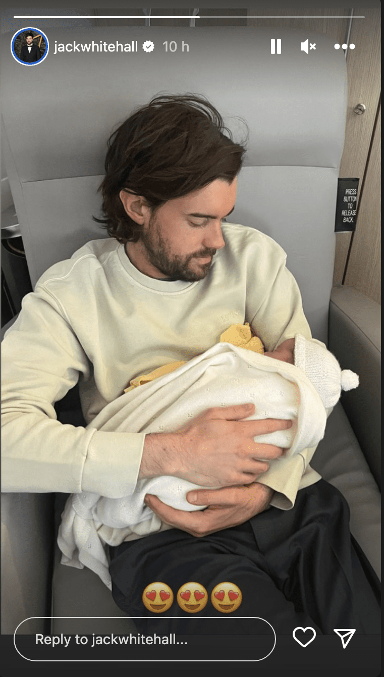 Jack Whitehall and his baby