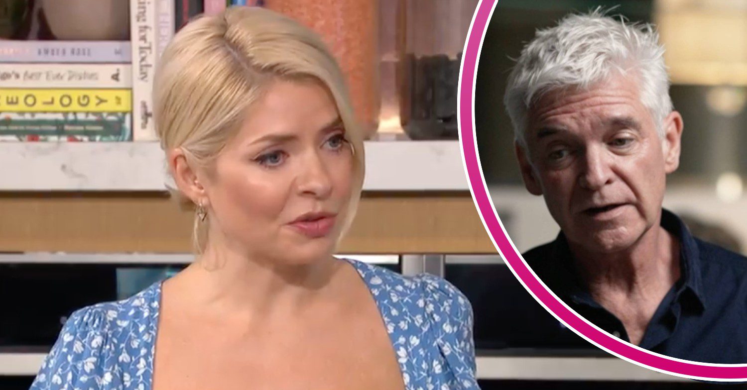Holly Willoughby looks concerned on This Morning, Phillip Schofield looks to his side