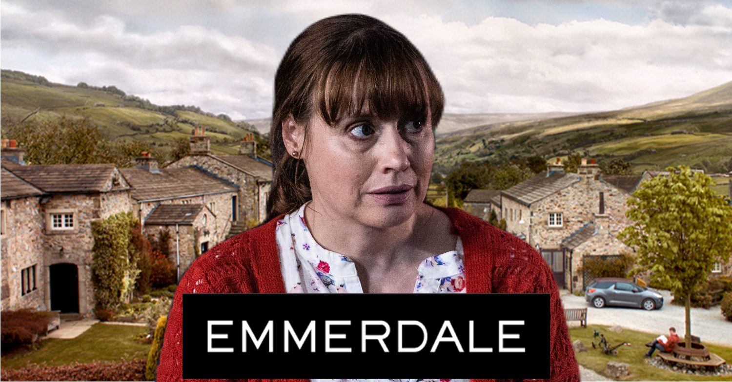 Emmerdale's Lydia, the Emmerdale logo and background of the Dales