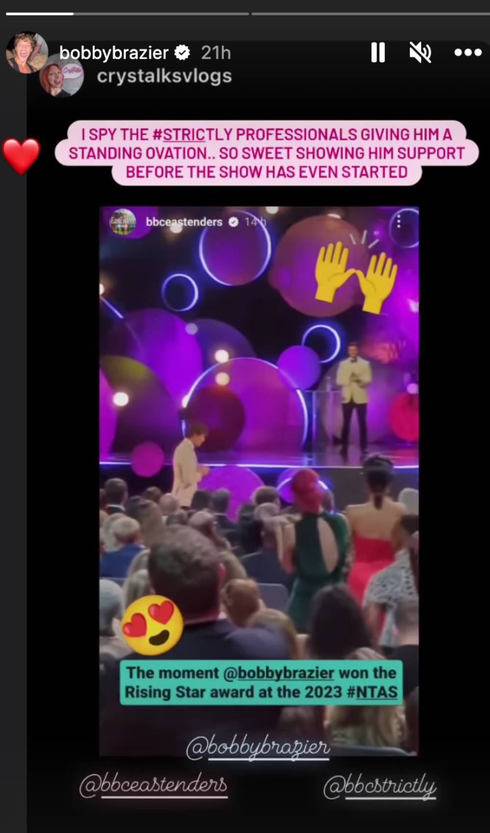 A Story post shared by Bobby Brazier on Instagram