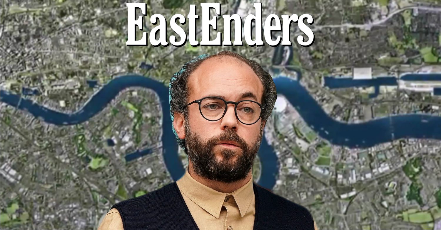 EastEnders' Reiss, the EastEnders logo and background of the Thames