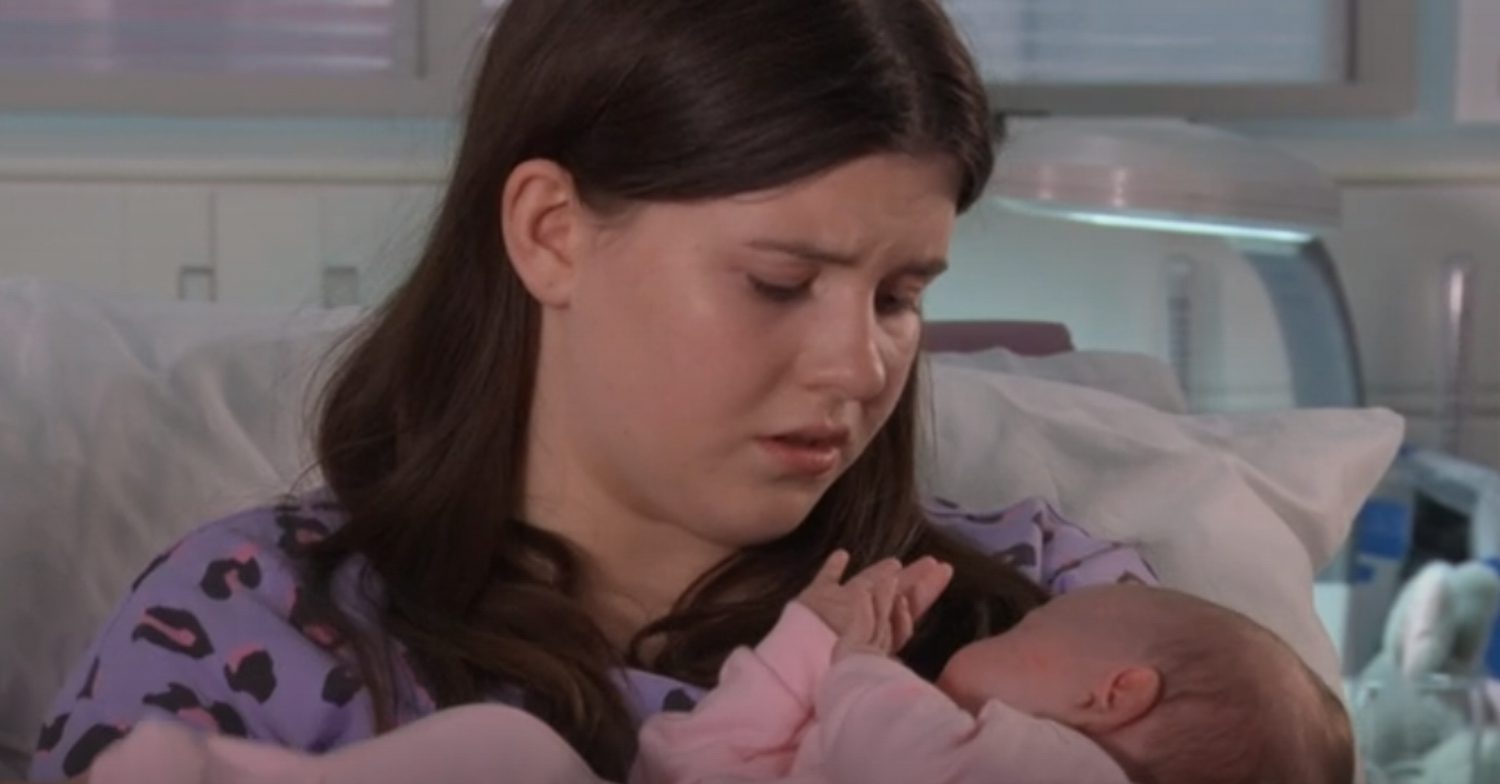 EastEnders' Lily is holding her baby at the hospital