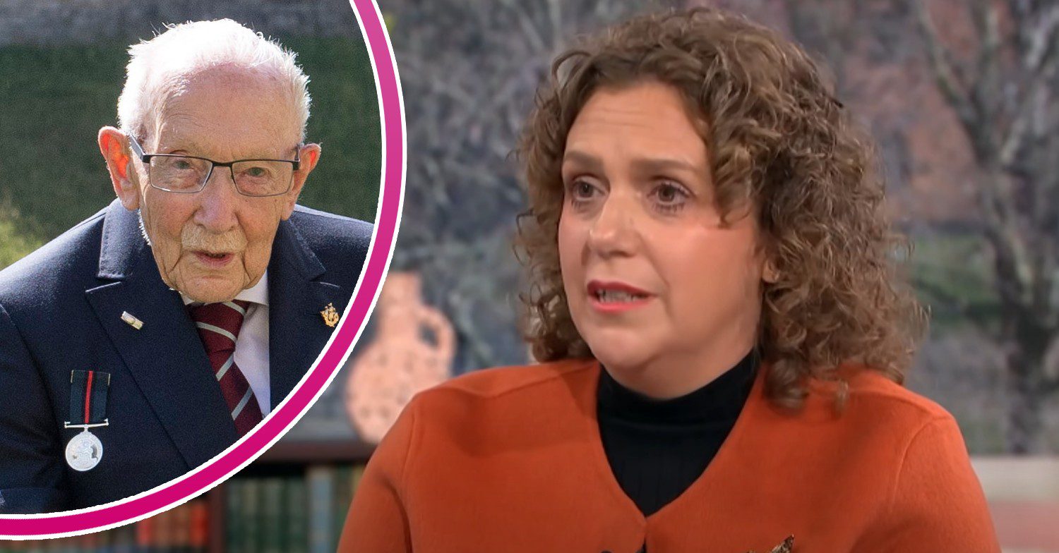 Captain Tom Moore smiling and his daughter Hannah on This Morning