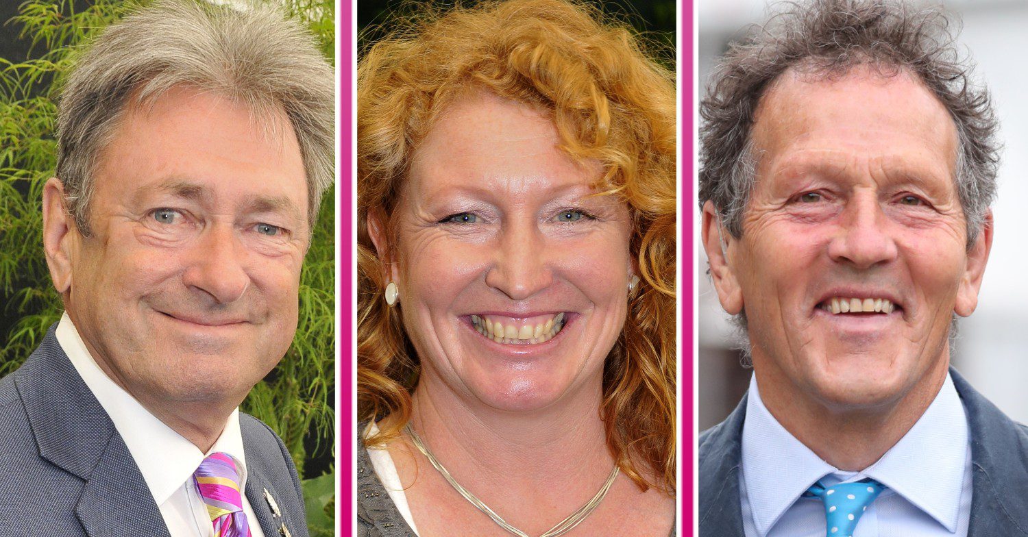 Alan Titchmarsh, Charlie Dimmock and Monty Don smiling