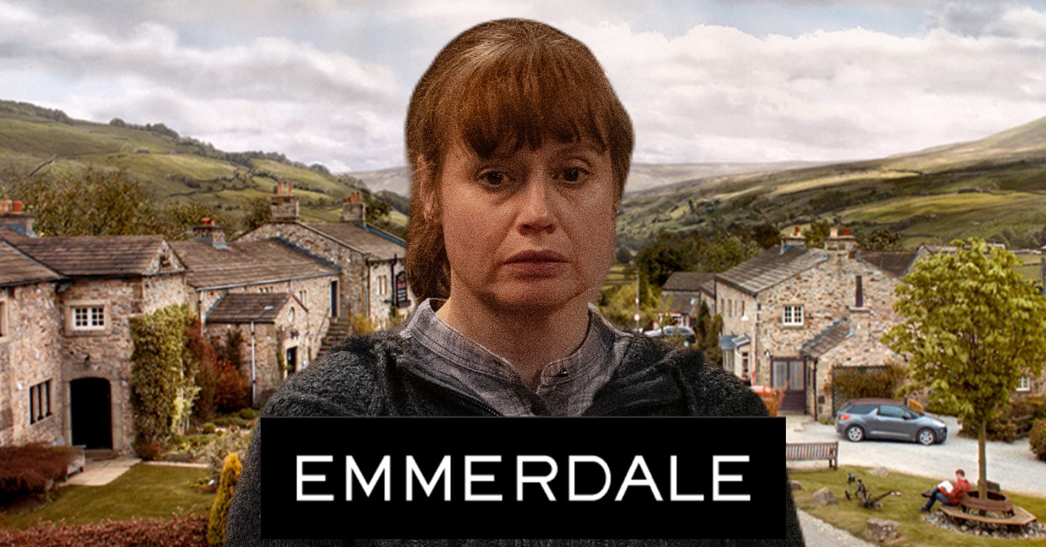 Emmerdale's Lydia, the Emmerdale logo and background of the Dales