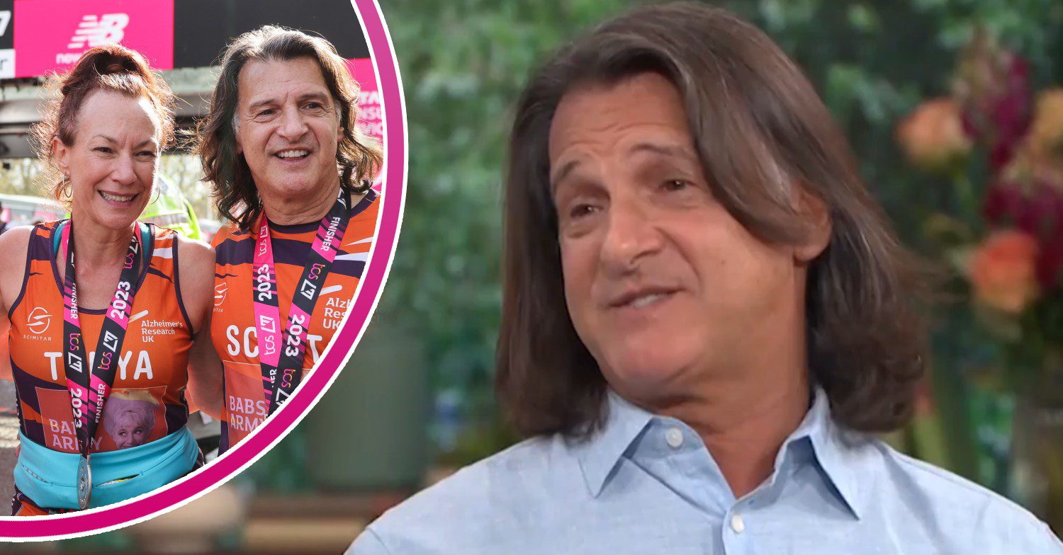 Scott Mitchell on This Morning, him smiling with Tanya Franks