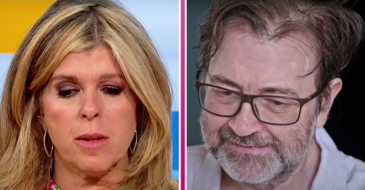 Kate Garraway looks down, her husband Derek Draper also looks down