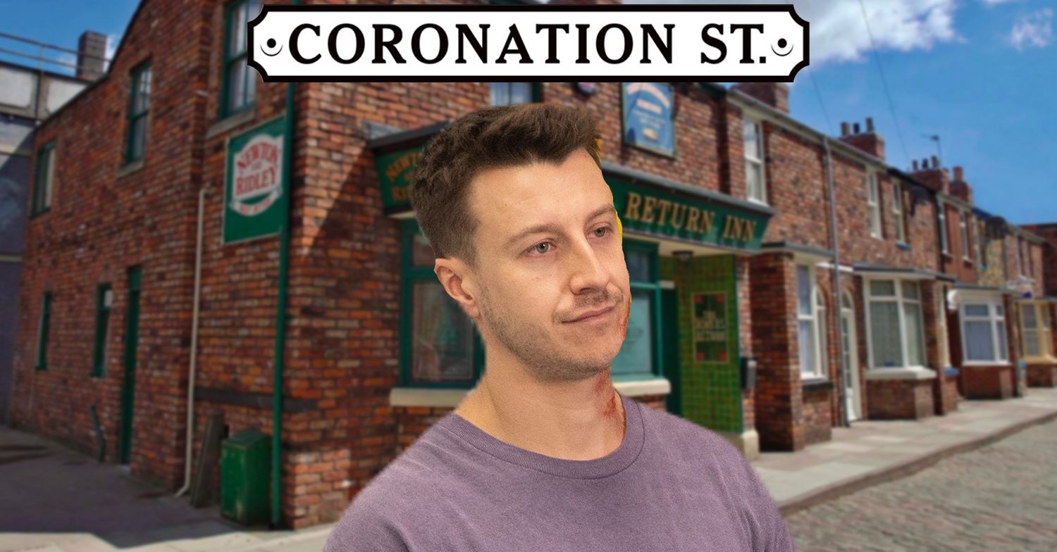 Coronation Street's Ryan, the Coronation Street logo and background of the Rovers