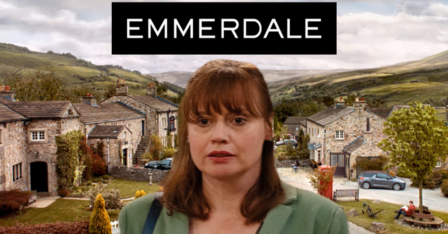 Emmerdale's Lydia, the Emmerdale logo and background of the Dales