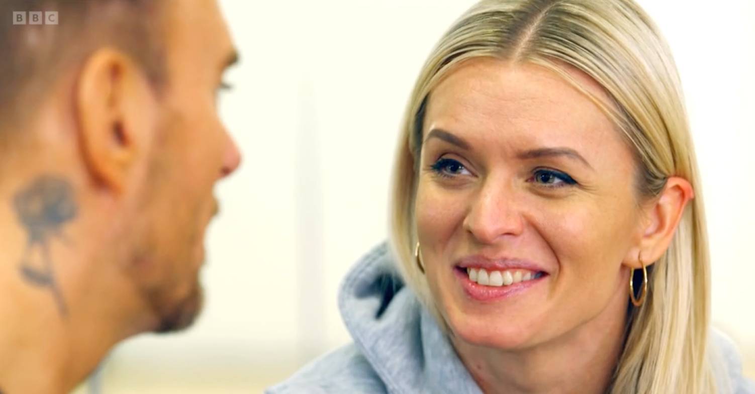 Nadiya Bychkova smiles at Strictly Come Dancing partner Matt Goss