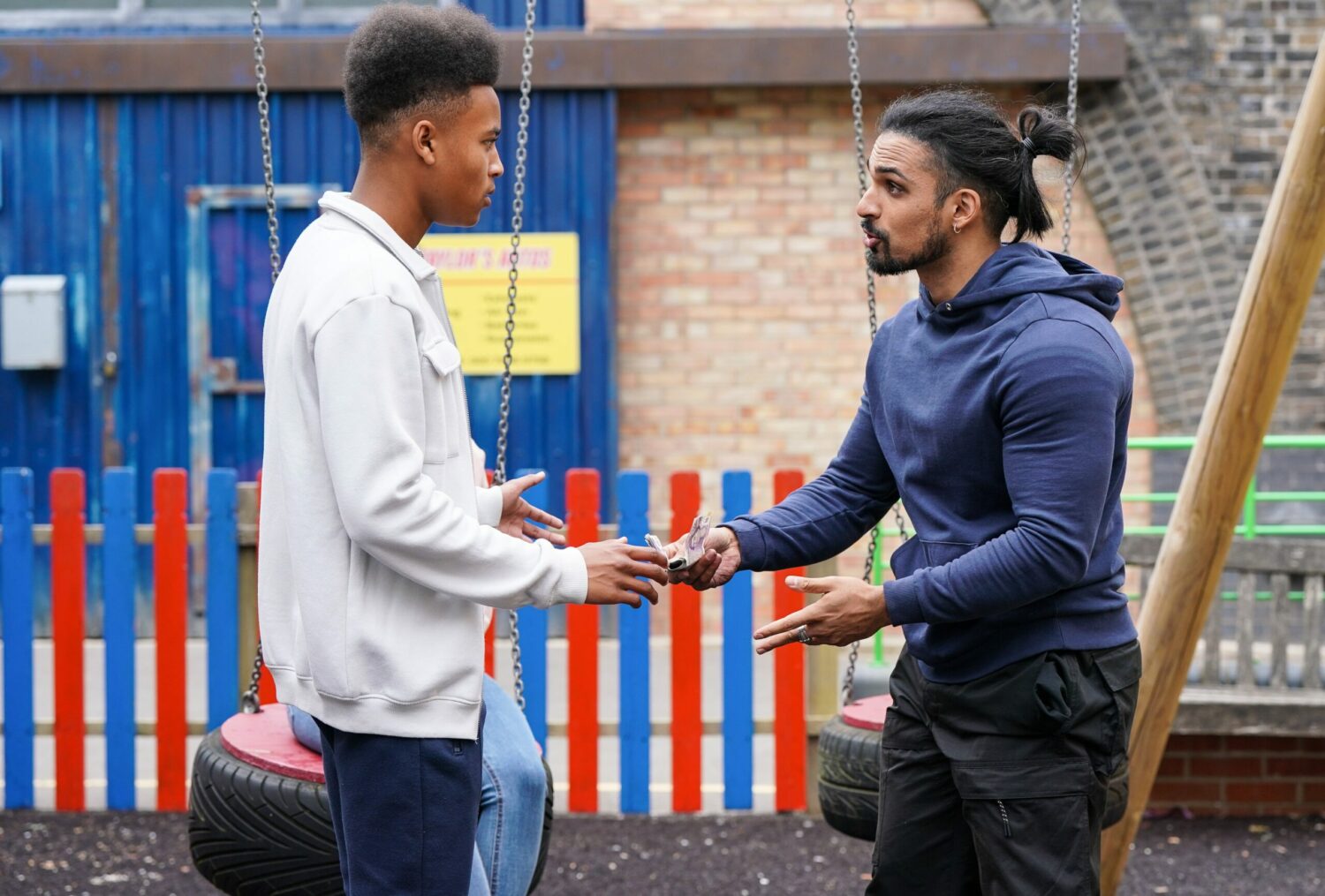 Dishevelled Ravi in EastEnders pleads with Denzel