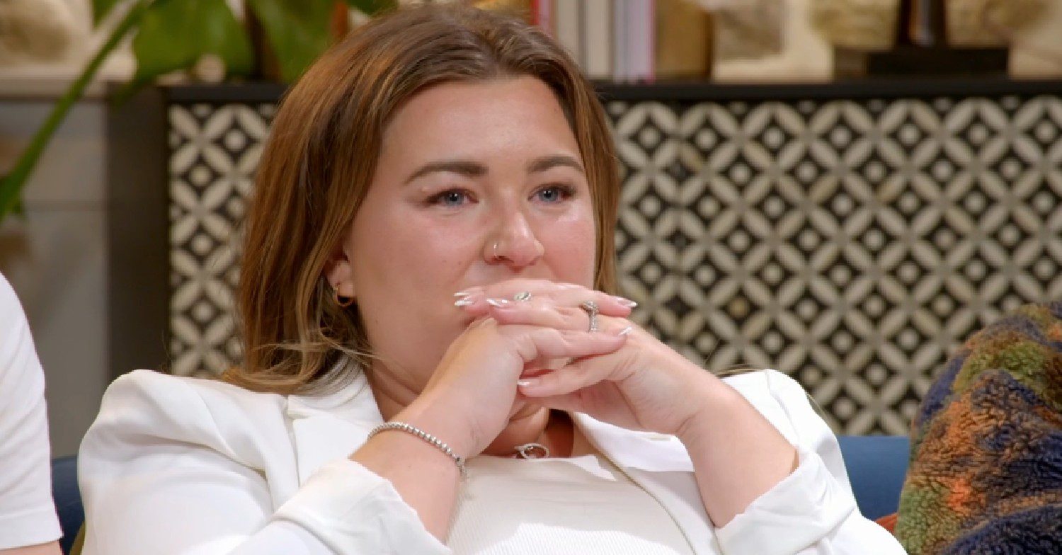 Jess looking emotional on My Mum, Your Dad