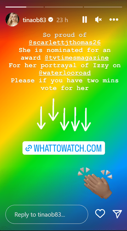 Coronation Street star Tina O'Brien's Instagram story