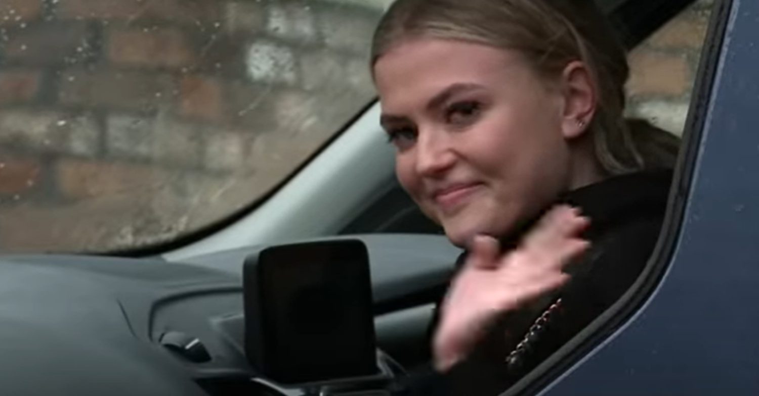 Coronation Street's Bethany Platt is waving goodbye in the car