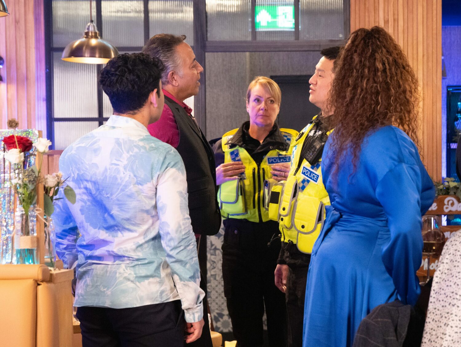 Dev and Aadi talk to the police in Coronation Street