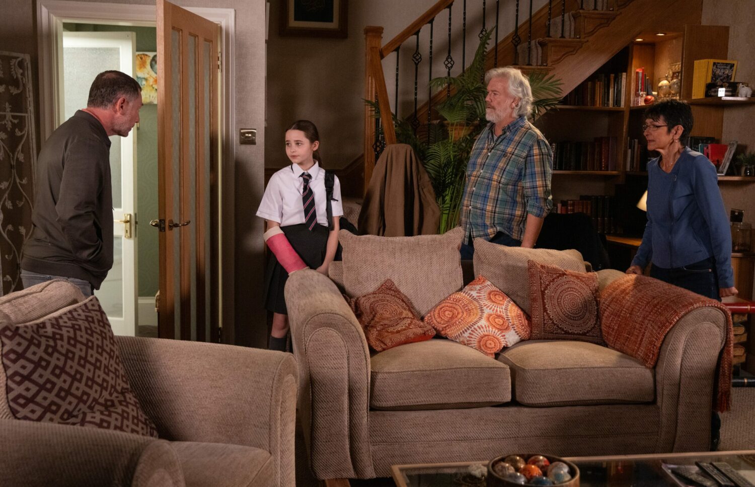 Dom is stern with Eliza in Coronation Street as worried Stu and Yasmeen watch on