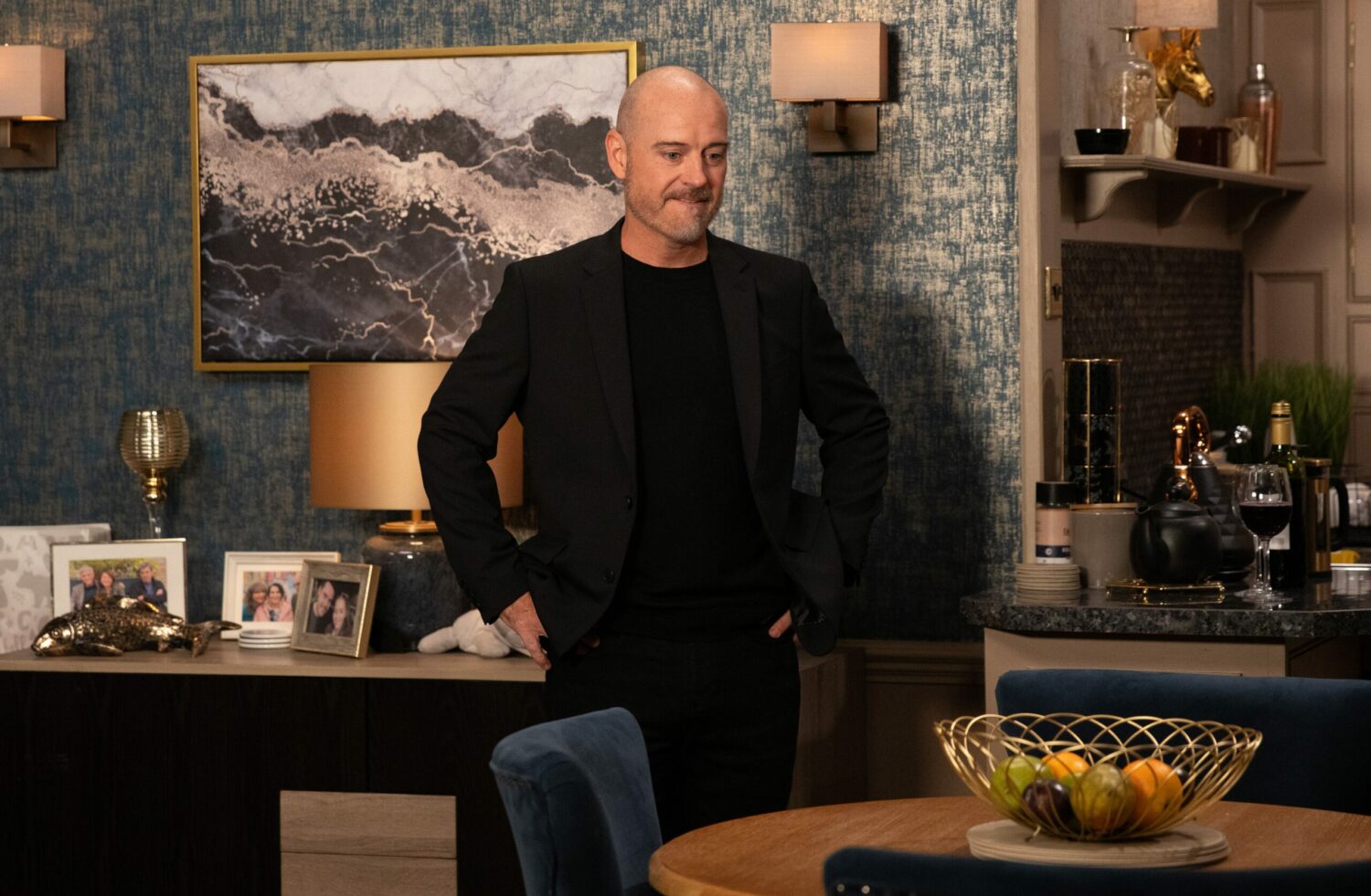 Emmerdale's Harry is in the backroom of the pub