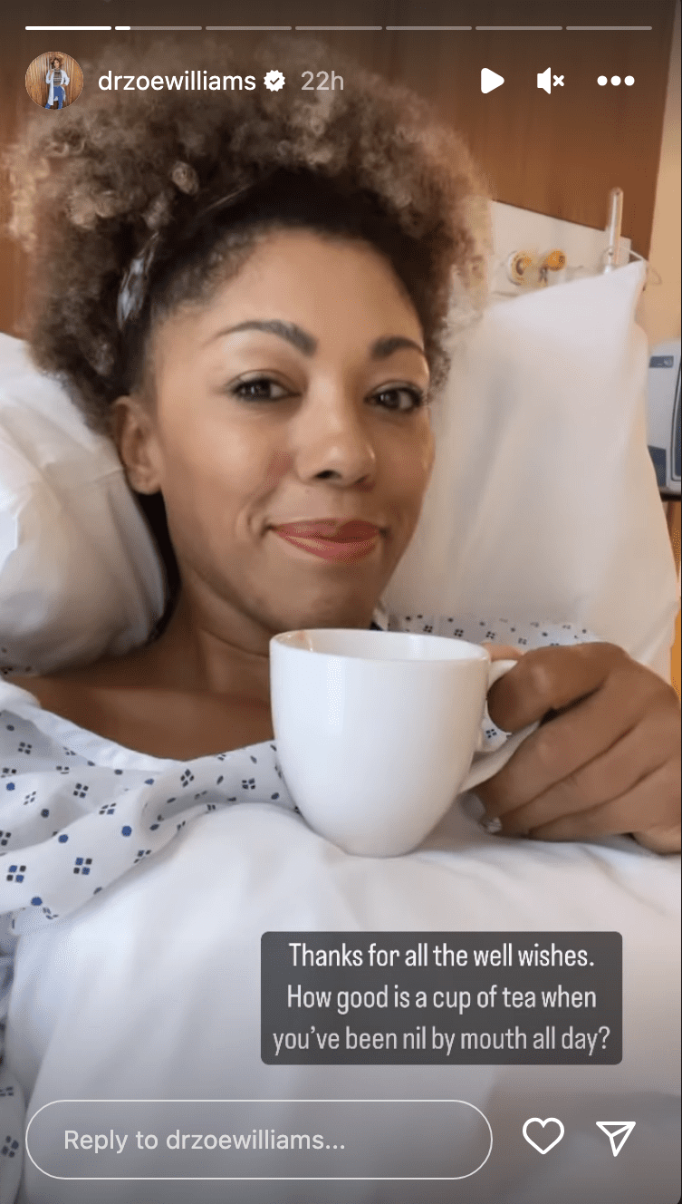 Dr Zoe Williams in hospital 
