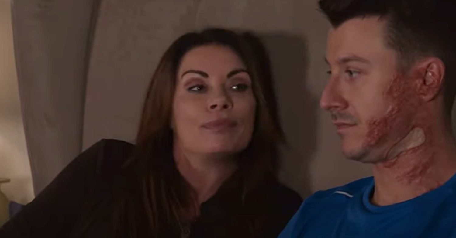 Coronation Street's Carla and Ryan are talking on the bed