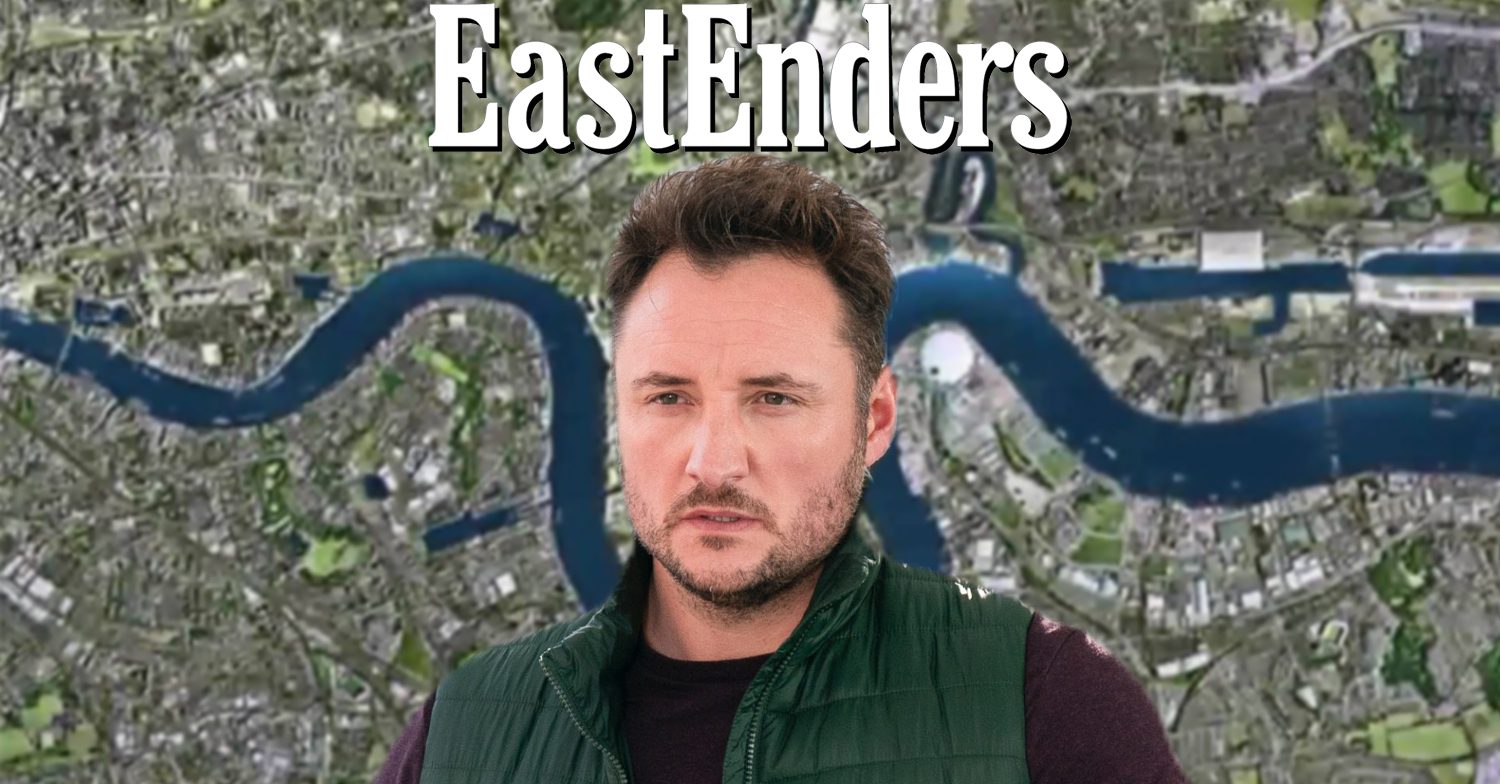 EastEnders' Martin, the EastEnders logo and background of the Thames