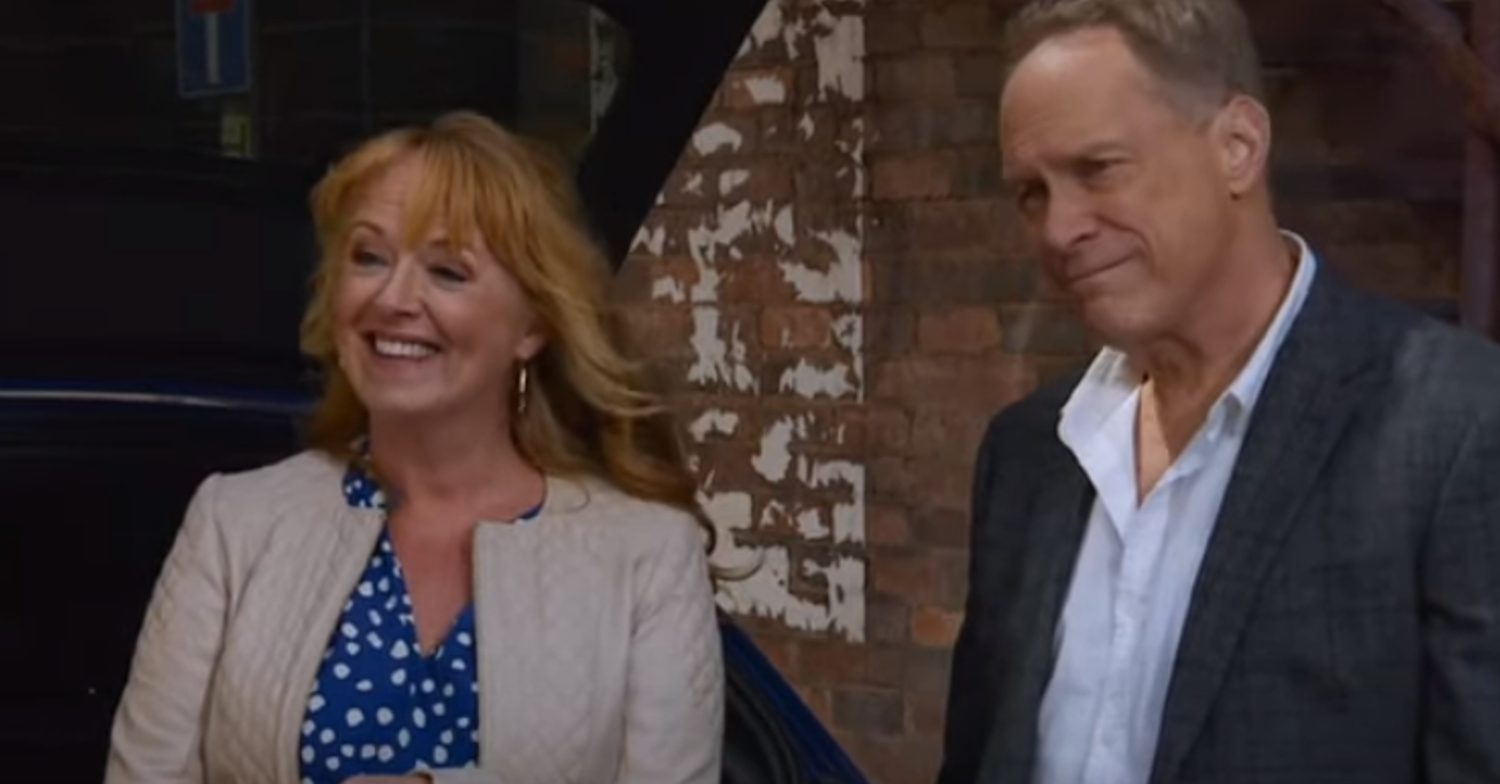 Jenny and Stephen smile on Corrie