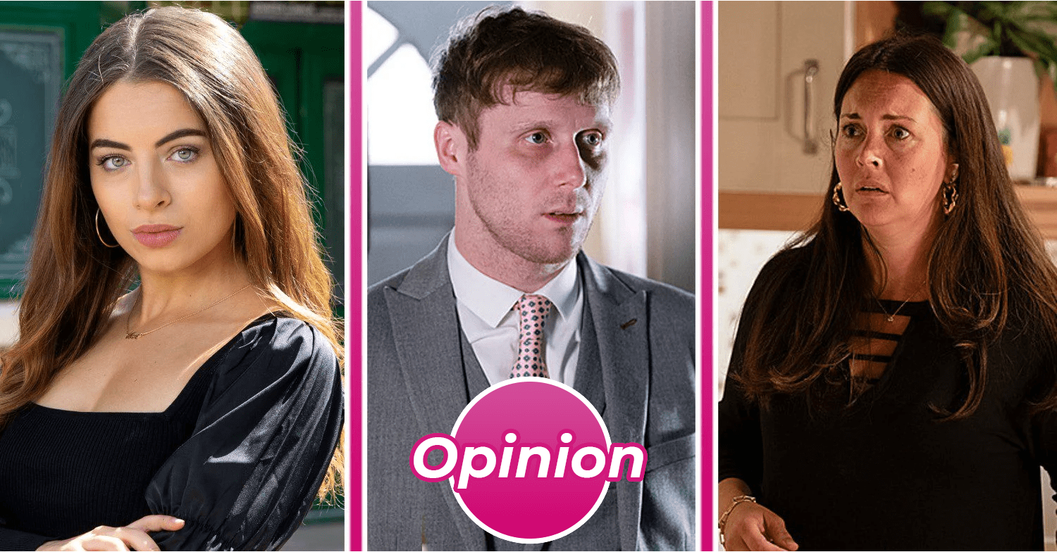 Coronation Street comp image - Daisy, Jay, Stacey and an opinion bubble