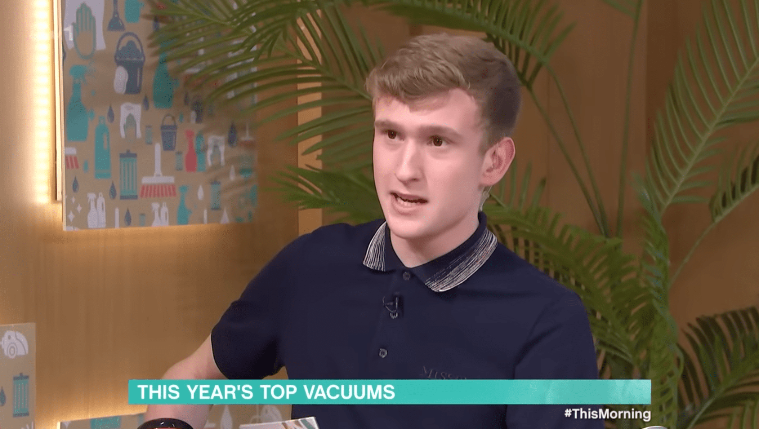 Matty Lock on This Morning in a navy shirt