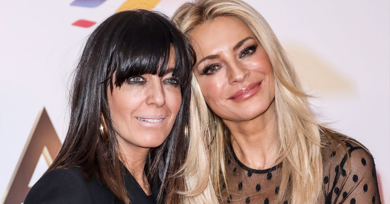 Claudia Winkleman and Tess Daly smiling on the red carpet