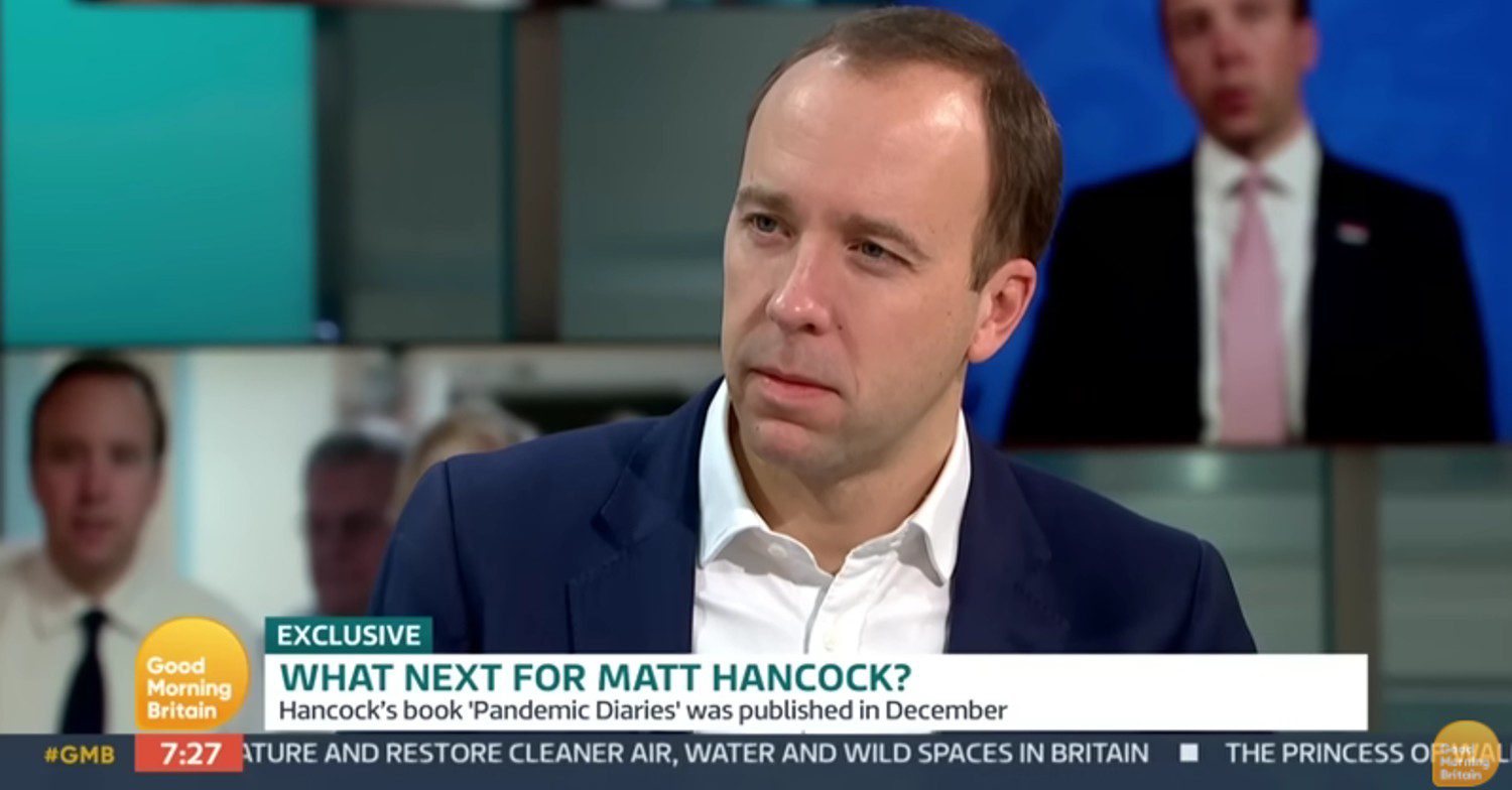 Matt Hancock being interviewed on GMB