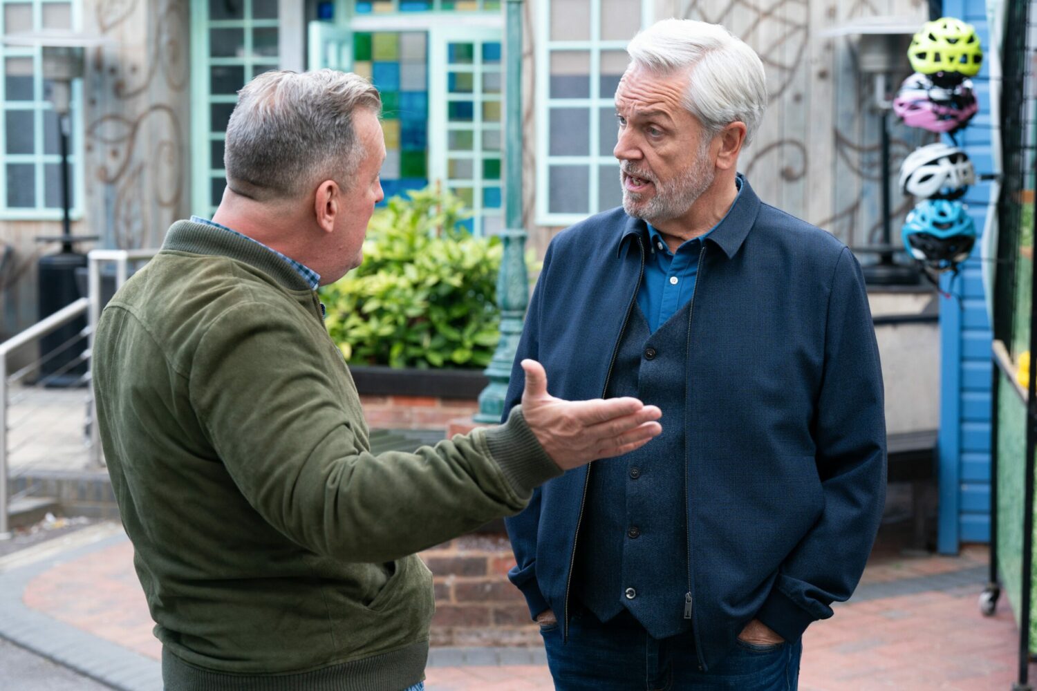 EastEnders' Harvey and Rocky are talking outside
