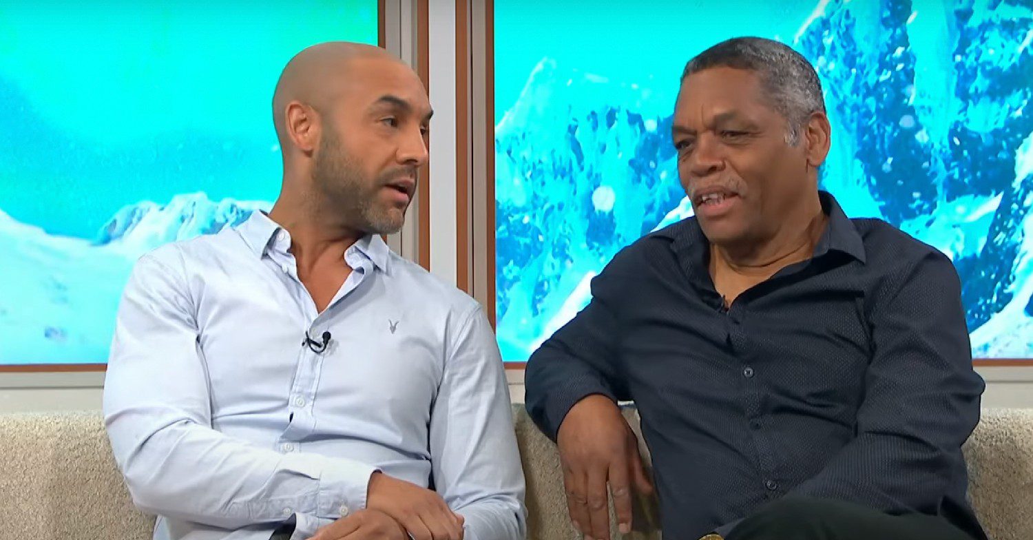 Presenter Alex Beresford sat next to his father Noel as they appear on ITV's Good Morning Britain